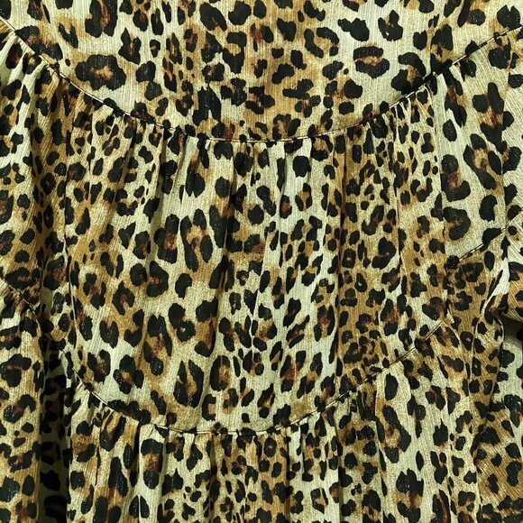 Soaked In Luxury Blouse Leopard Shirt Long Sleeve Button Down Animal Print Top - Picture 13 of 15